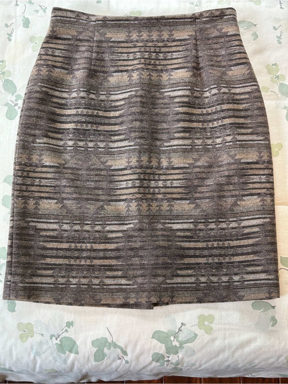 Pendleton Aztec Wool Pencil Skirt Size 12 Brown Beige
